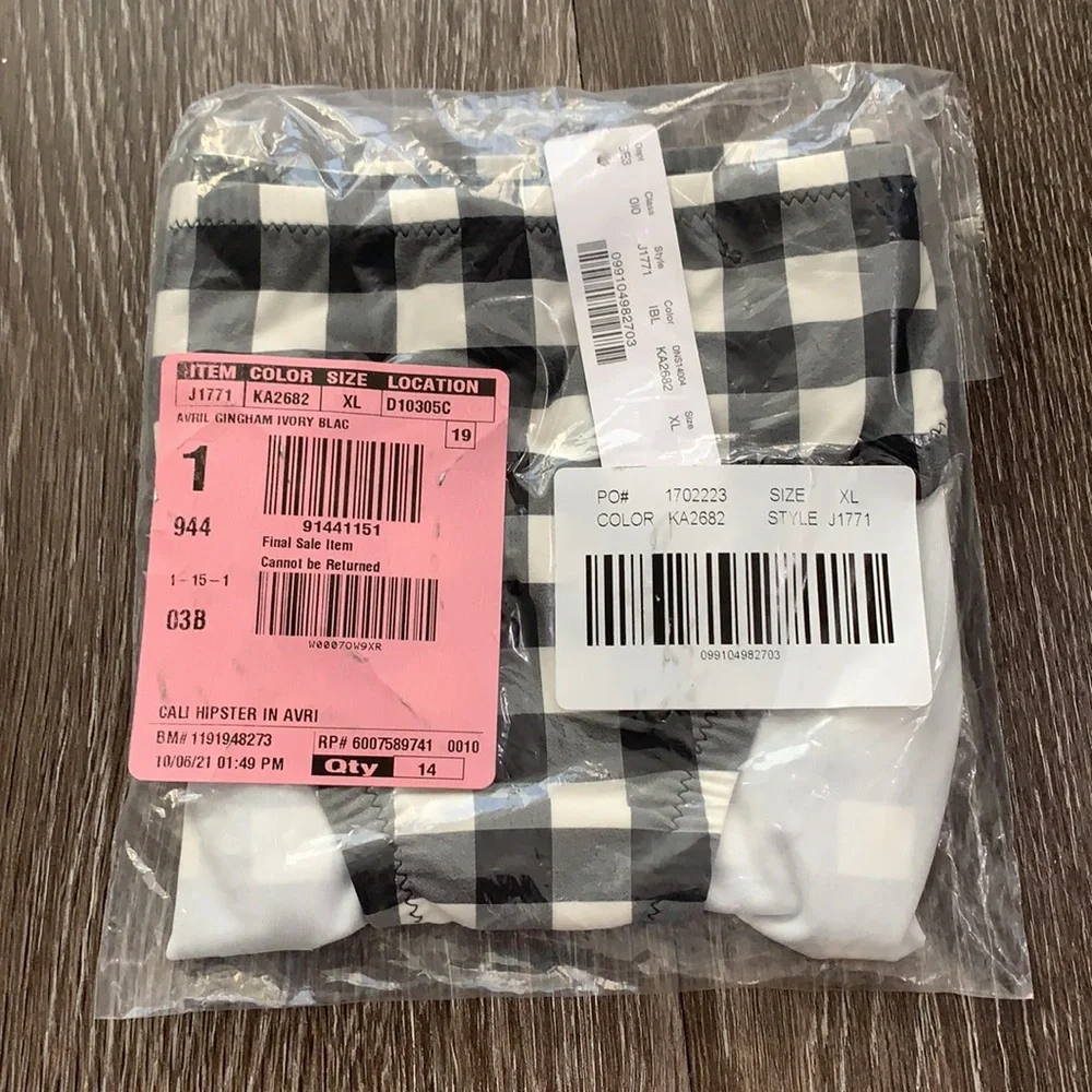 J.Crew Lowrider bikini bottom in oversized matte gingham